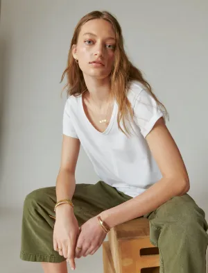 Lucky Brand Seamed Scoop Neck Tee Bright White Lucky Brand