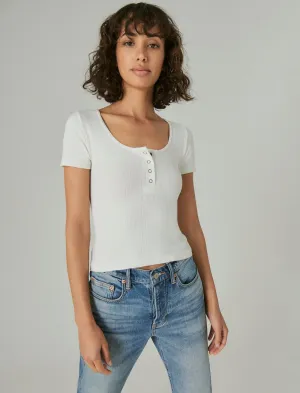 Lucky Brand Seamless Henley Tee Cream Lucky Brand