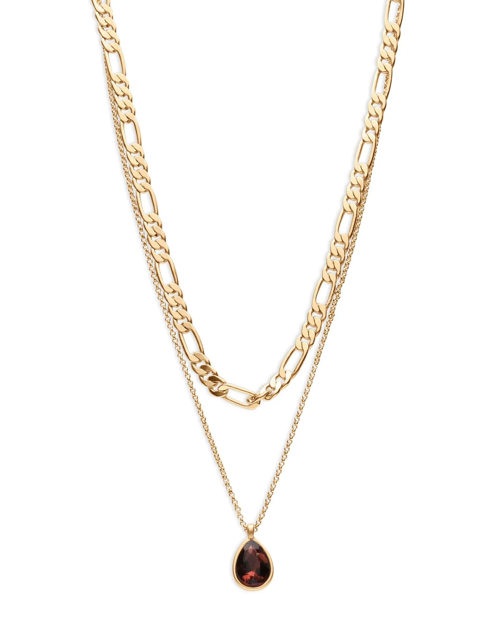 Lucky Brand Set Stone Chain Layer Choker Necklace Gold Lucky Brand