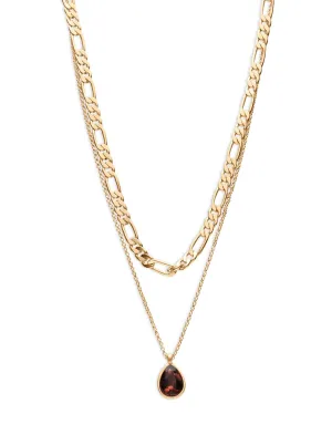 Lucky Brand Set Stone Chain Layer Choker Necklace Gold Lucky Brand