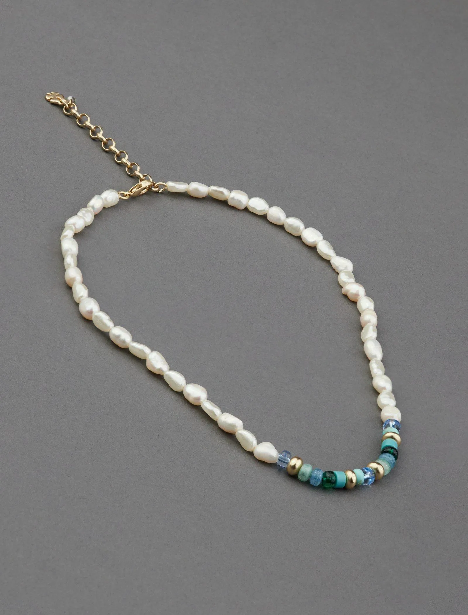 Lucky Brand Turquoise And Pearl Beaded Collar Necklace Gold Lucky Brand
