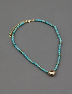 Lucky Brand Turquoise Heart Choker Necklace Gold Lucky Brand