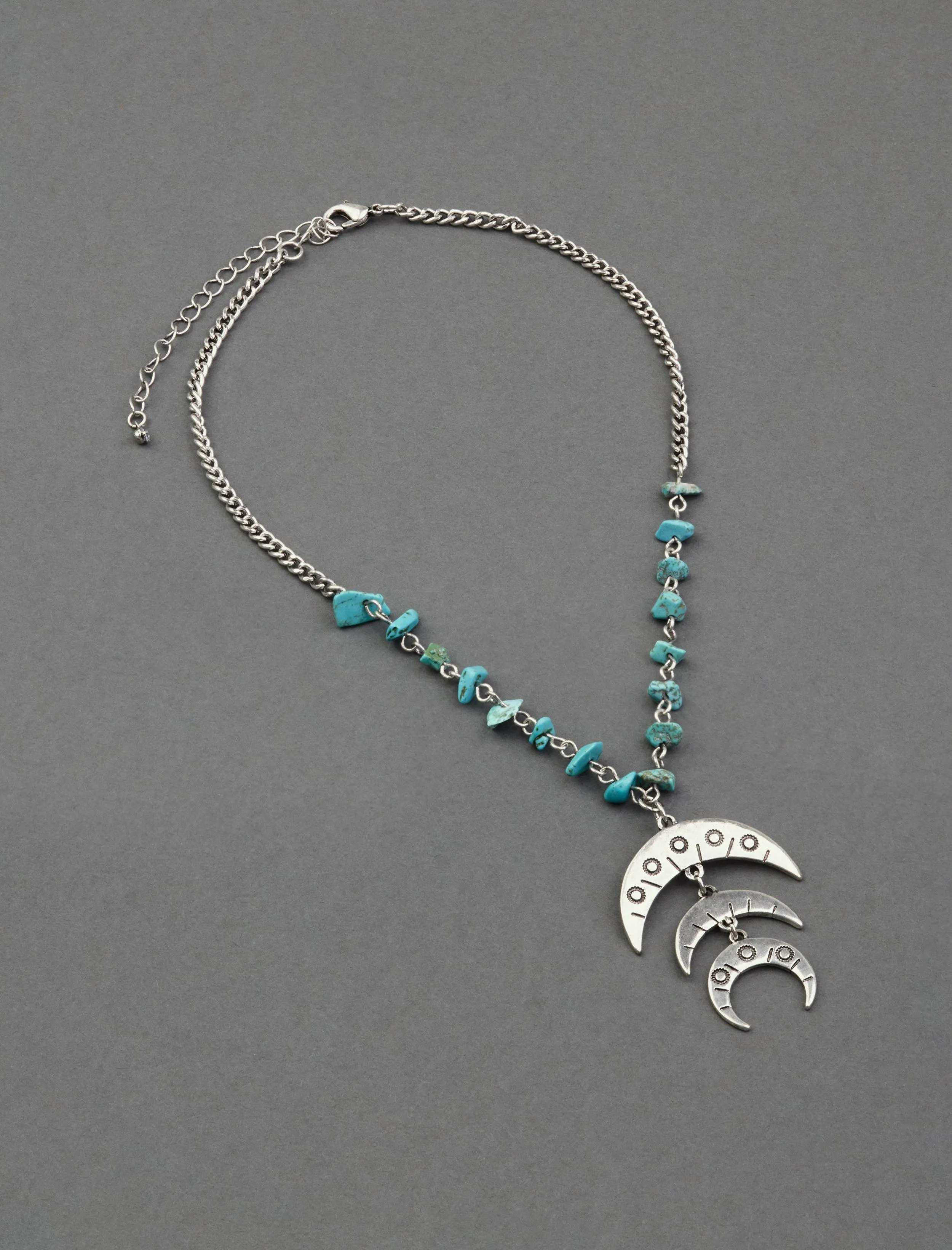 Lucky Brand Turquoise Horn Pendant Necklace Silver Lucky Brand