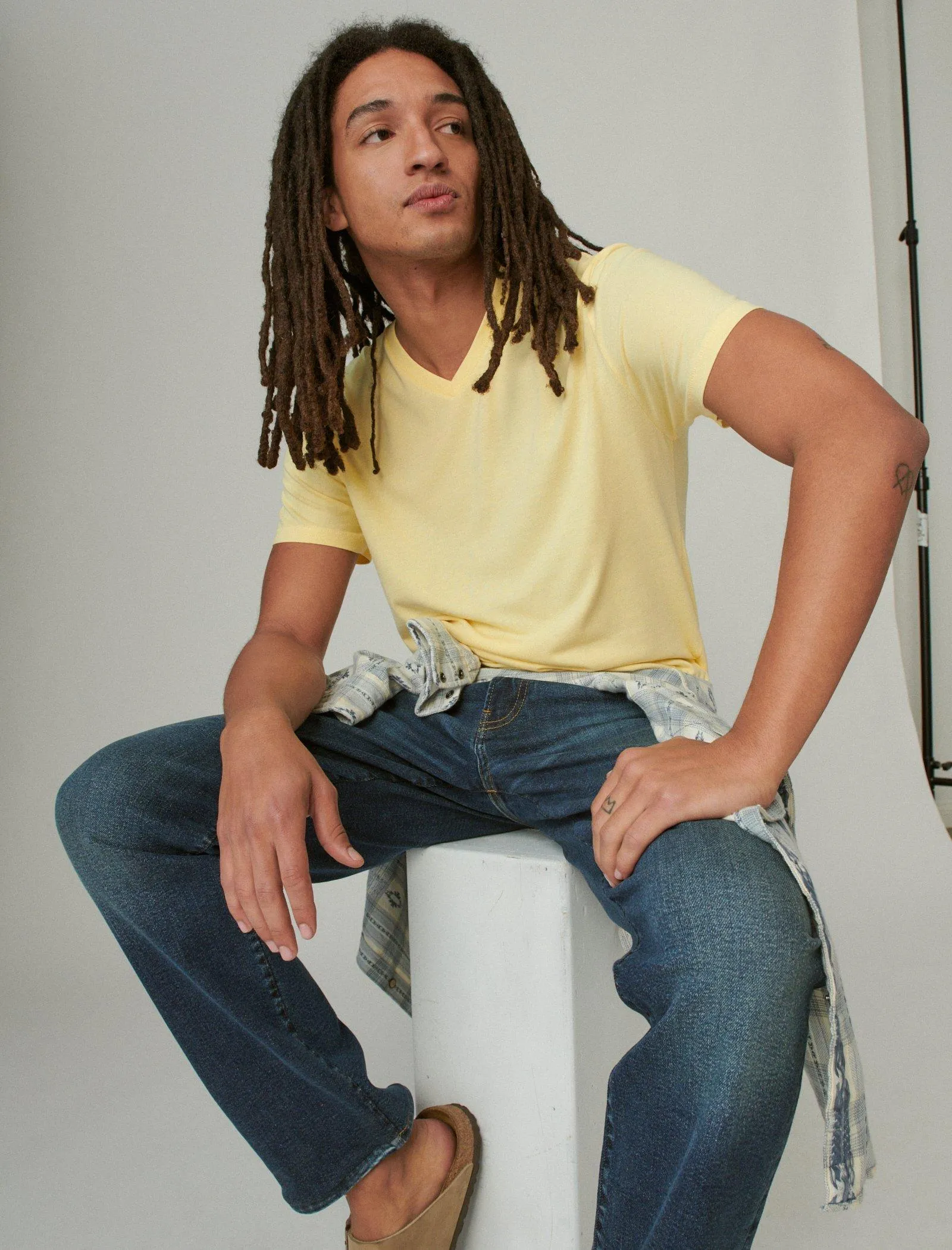 Lucky Brand Venice Burnout Vee-Neck Tee Pale Banana Lucky Brand