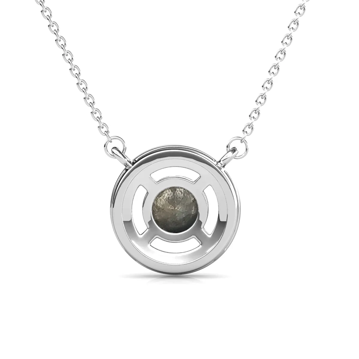 Luxe Swarovski Jewelry Royal Birthstone 18k White Gold Plated Halo Necklace with Round Cut Swarovski Crystals
