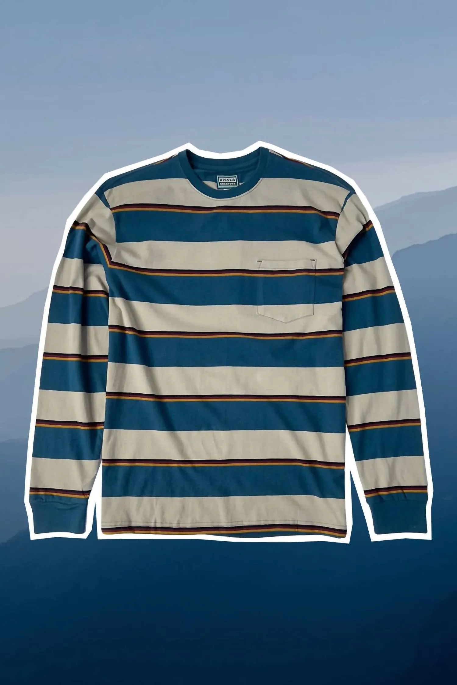 Men's Creators Stripe Long Sleeve Crew In Deep Water