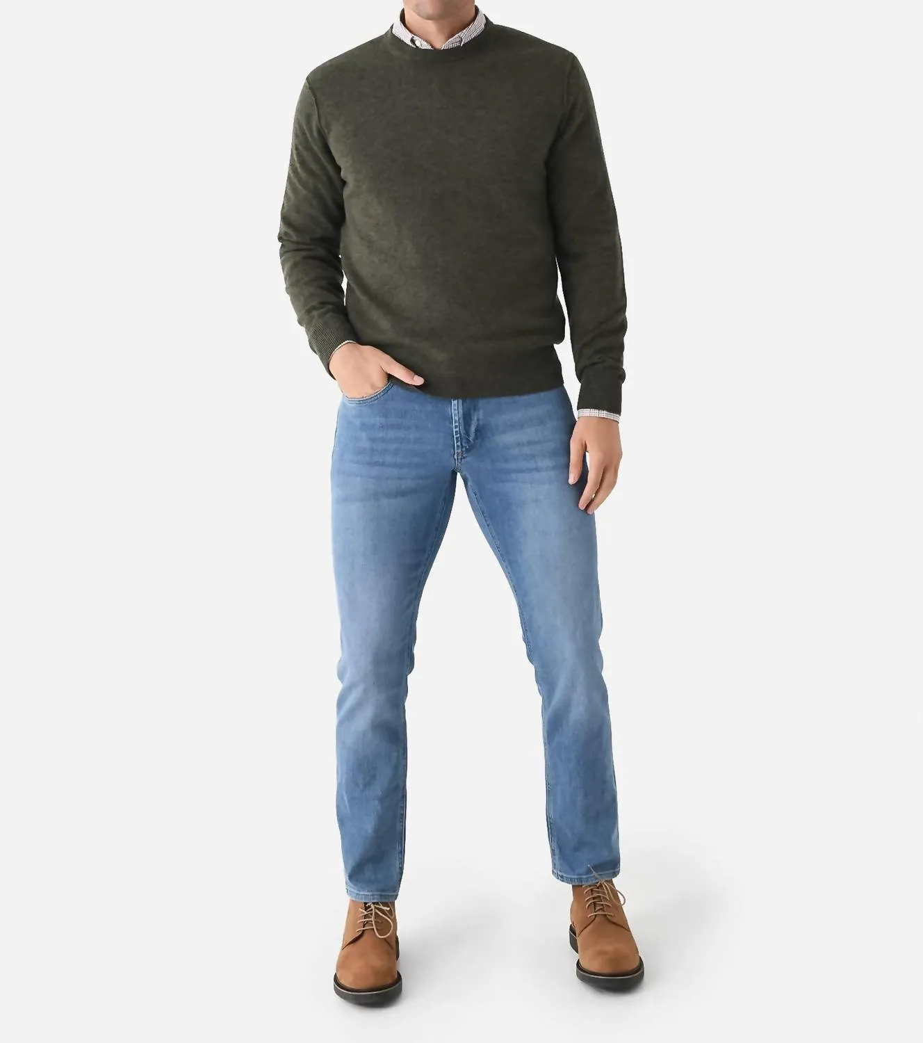 Men's Wool Cashmere Crewneck Sweater In Army