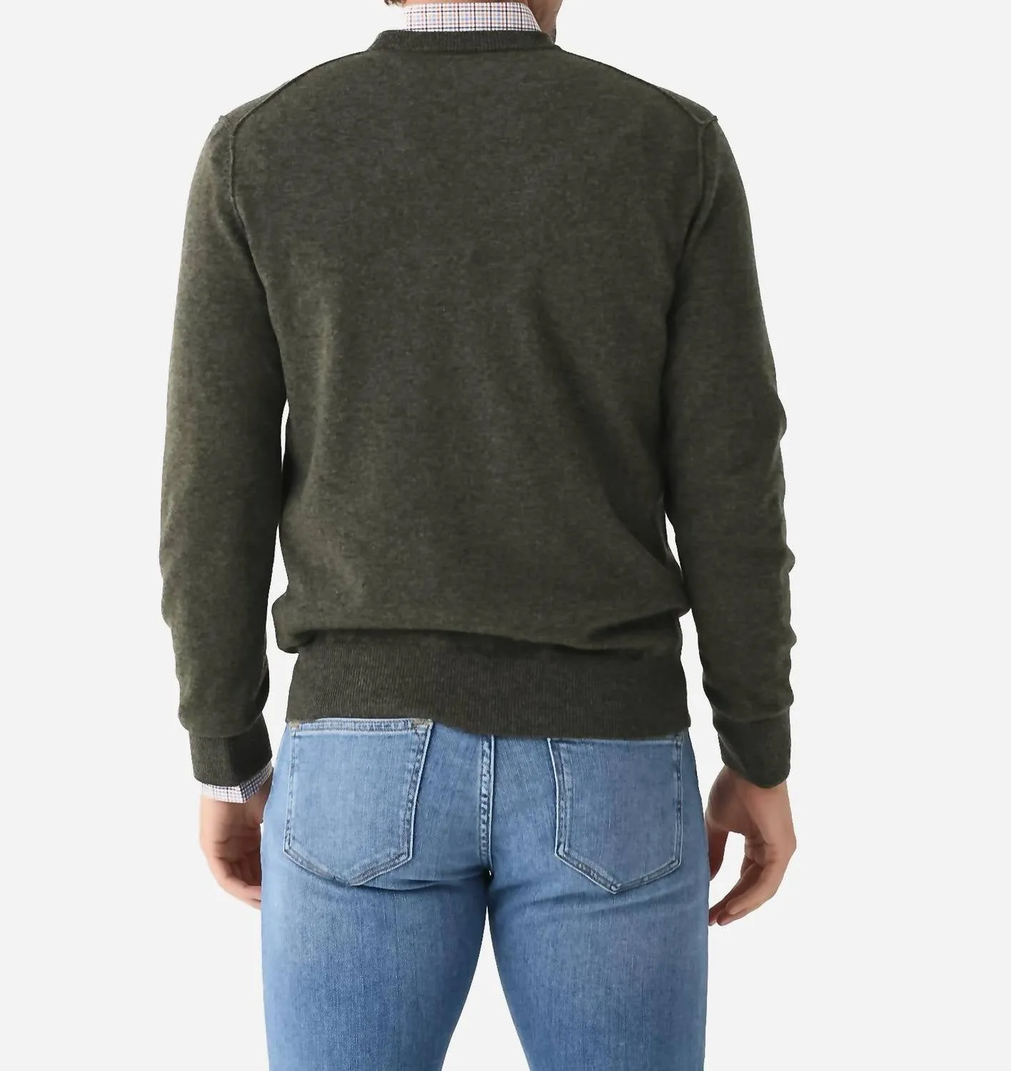 Men's Wool Cashmere Crewneck Sweater In Army
