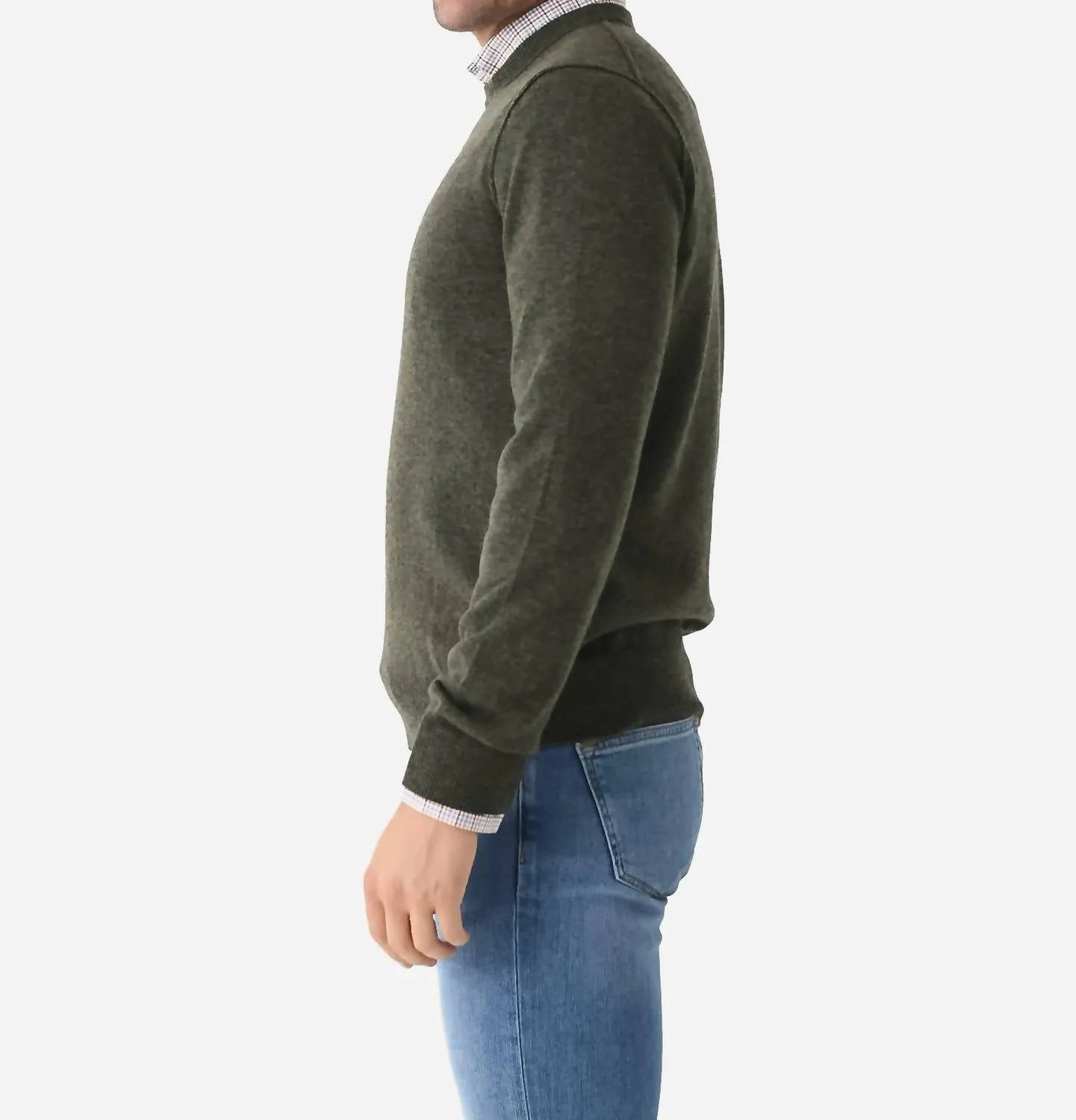 Men's Wool Cashmere Crewneck Sweater In Army