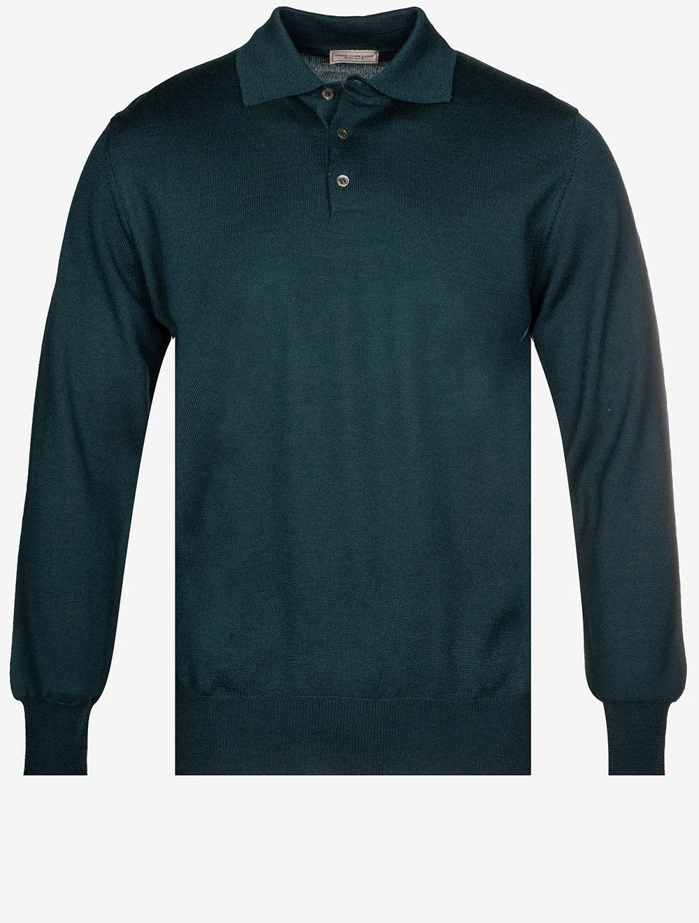 Merino Long Sleeve Polo Green