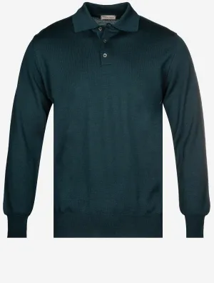 Merino Long Sleeve Polo Green