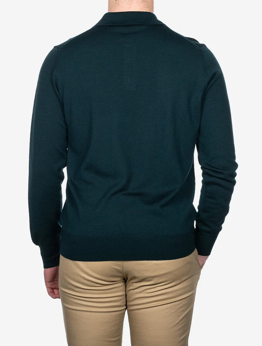 Merino Long Sleeve Polo Green