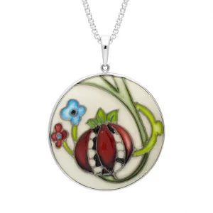 Moorcroft Jewellery Sterling Silver Moorcroft Pomegranate Round Pendant