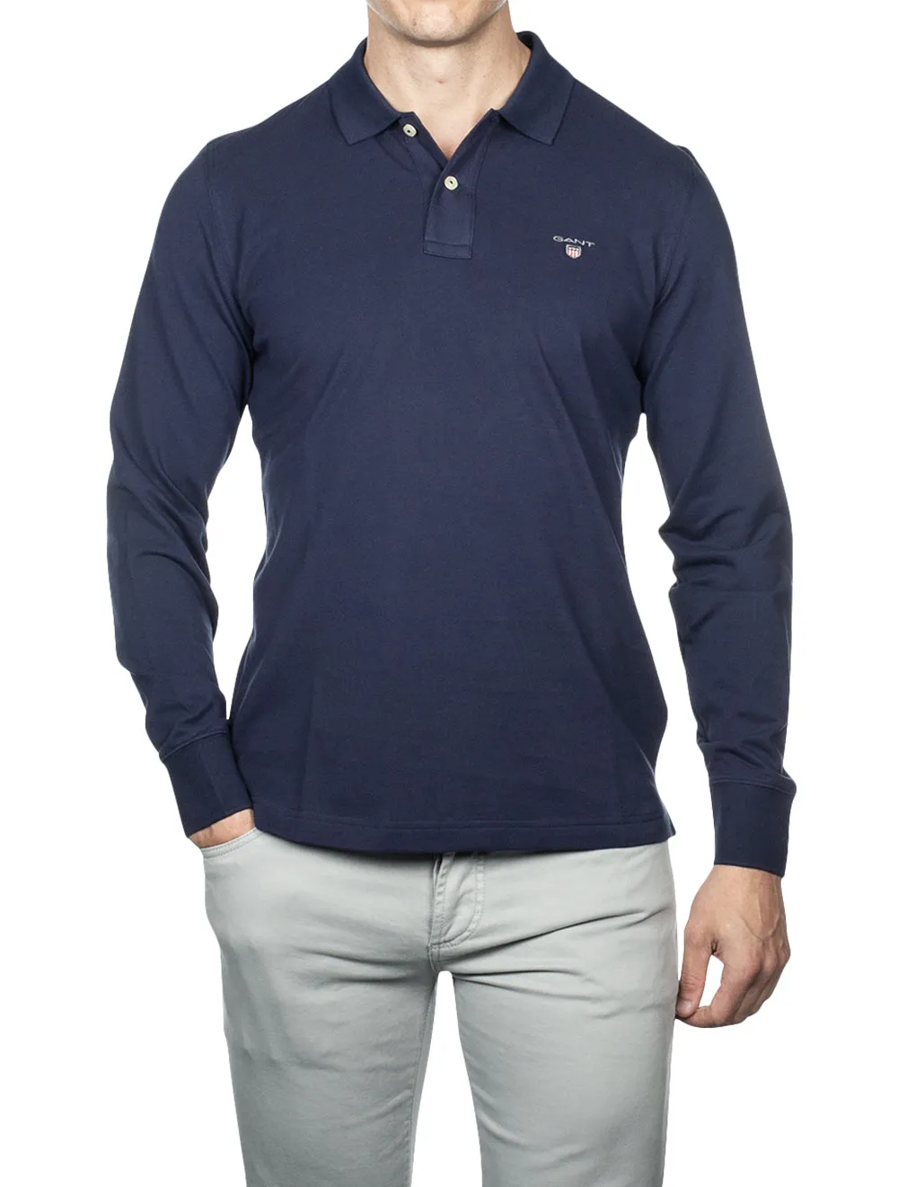 Original Long Sleeve Polo Shirt Evening Blue