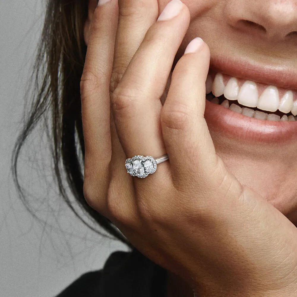 Pandora Rings Three Stone Vintage Ring | Silver