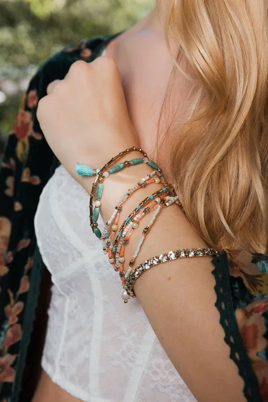 Pastel Studded Beaded Layered Bracelet