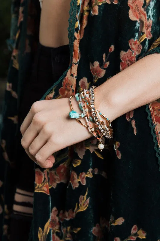 Pastel Studded Beaded Layered Bracelet