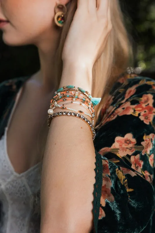 Pastel Studded Beaded Layered Bracelet