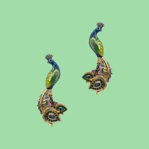Peacock earrings by Bill Skinner