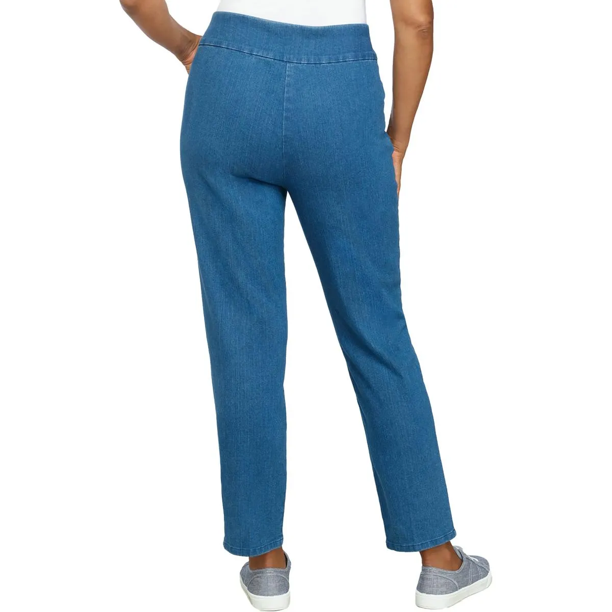 Petites Womens Mid-Rise Modern Fit Straight Leg Jeans