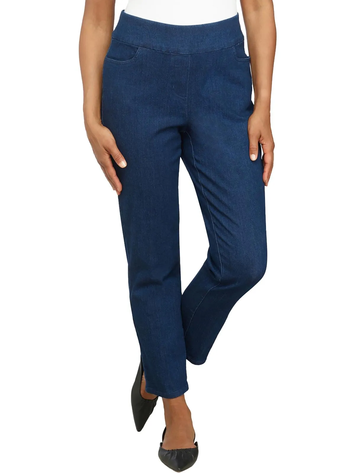 Petites Womens Mid-Rise Modern Fit Straight Leg Jeans