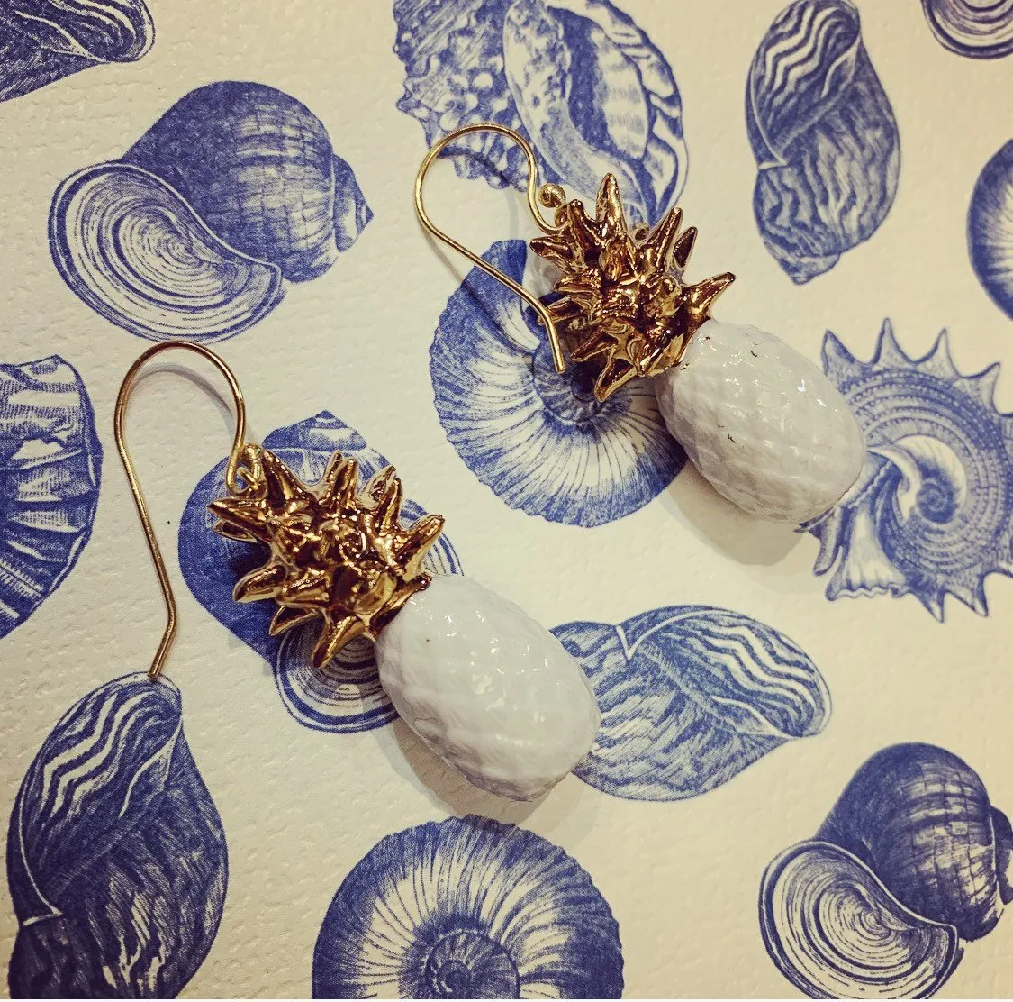 Pineapple Earrings White Gold by AndMary