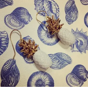 Pineapple Earrings White Gold by AndMary
