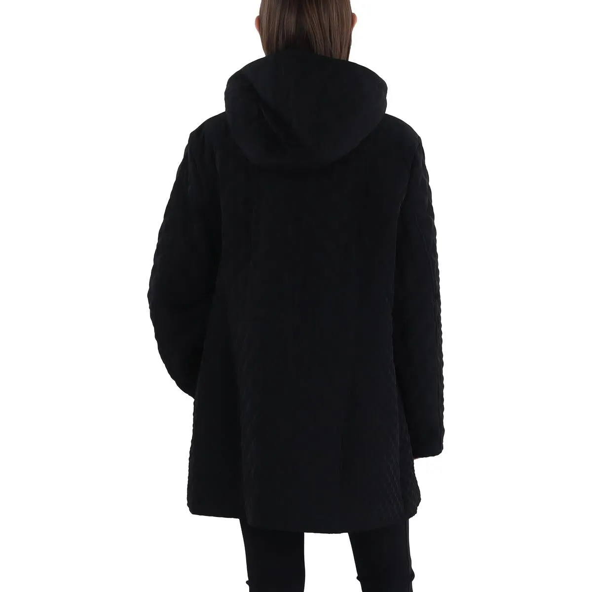 Plus Womens Hooded Short Quilted Coat