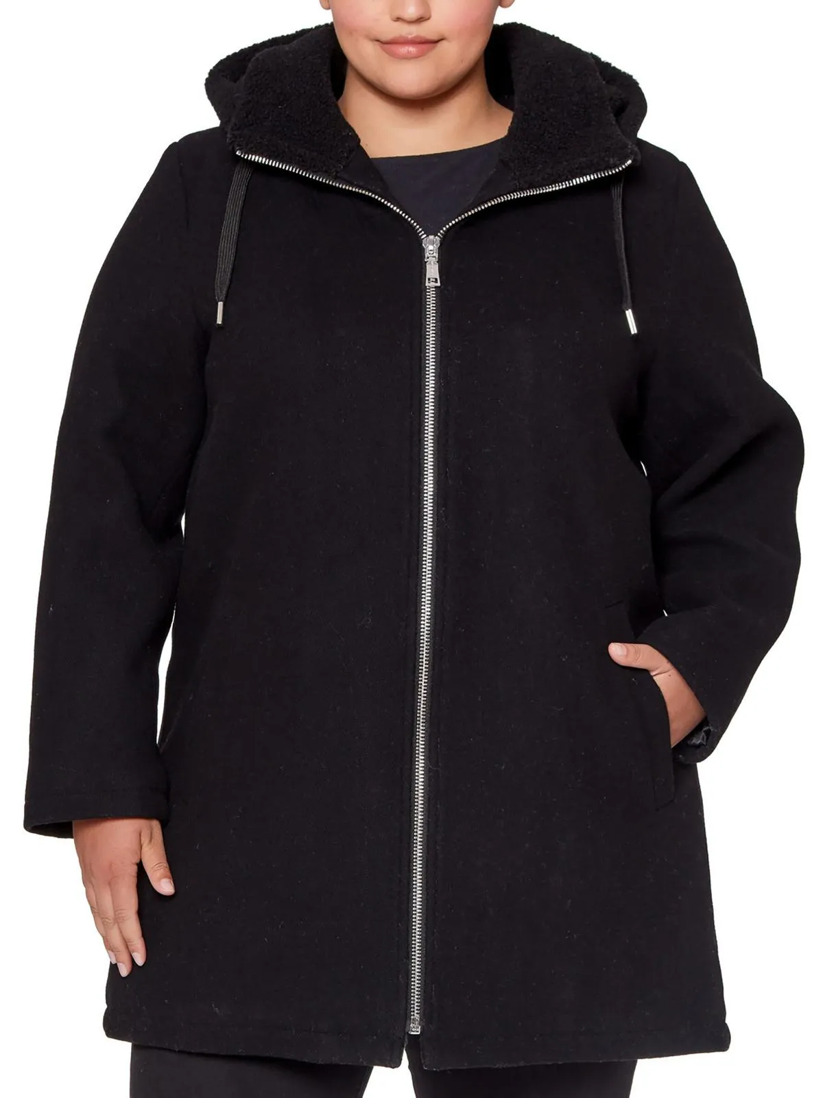 Plus Womens Wool Hooded Walker Coat