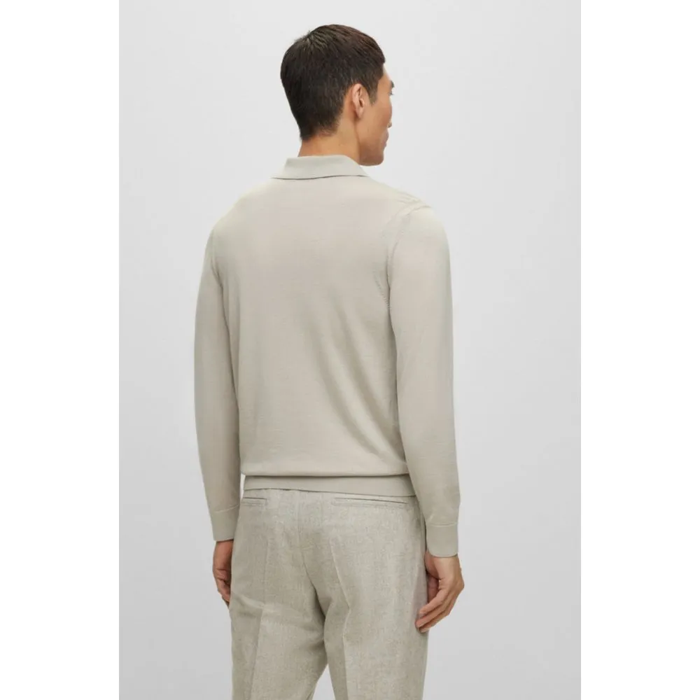 Polo-collar sweater in wool, silk and cashmere