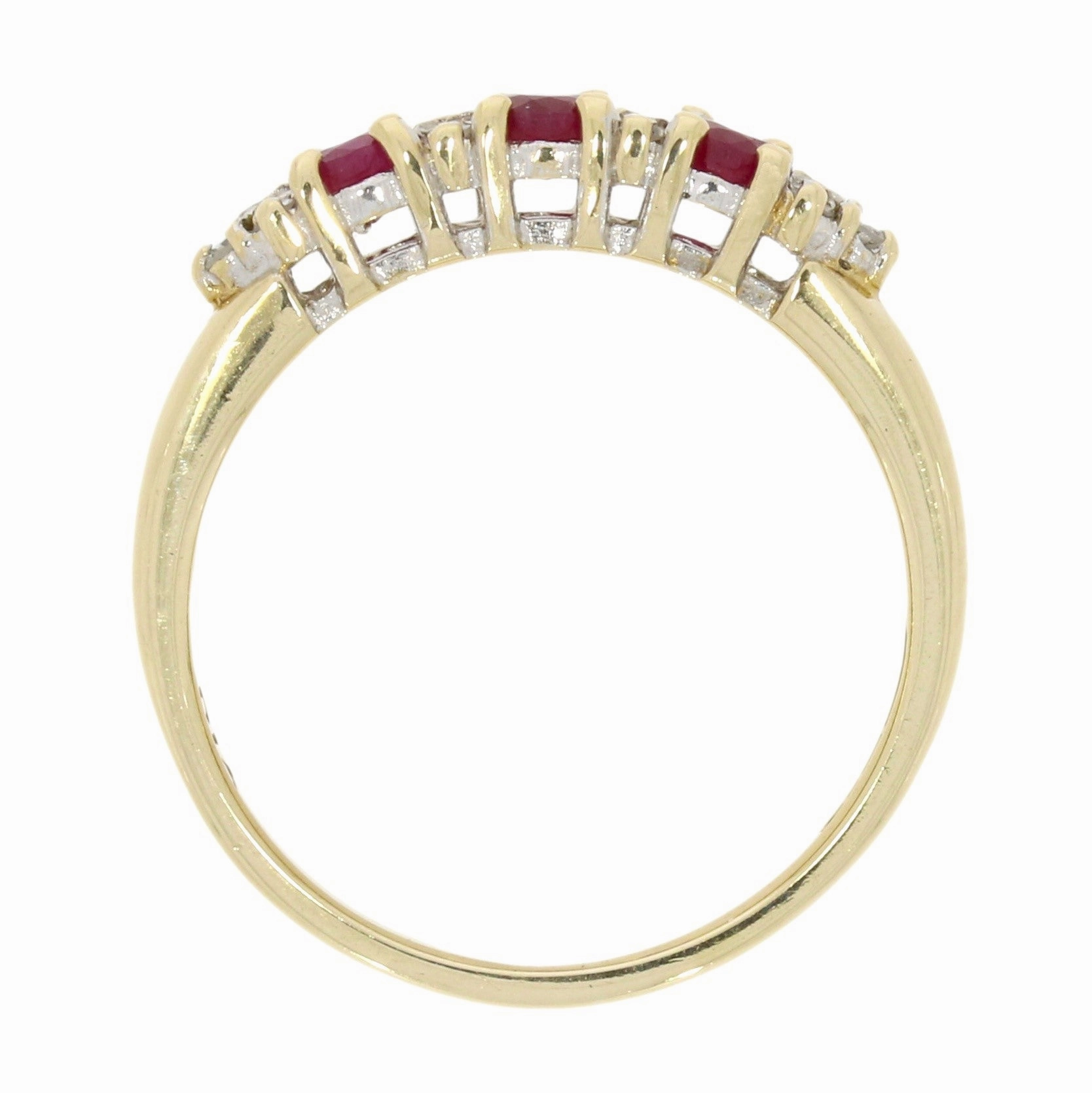 Pre Owned 9ct Yellow Gold Ruby and Diamond Half Eternity Ring