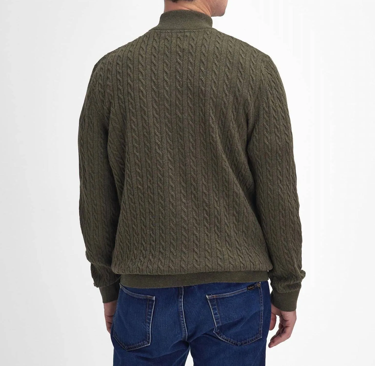 Ramsden Half Zip Knitted Jumper In Ivy Green