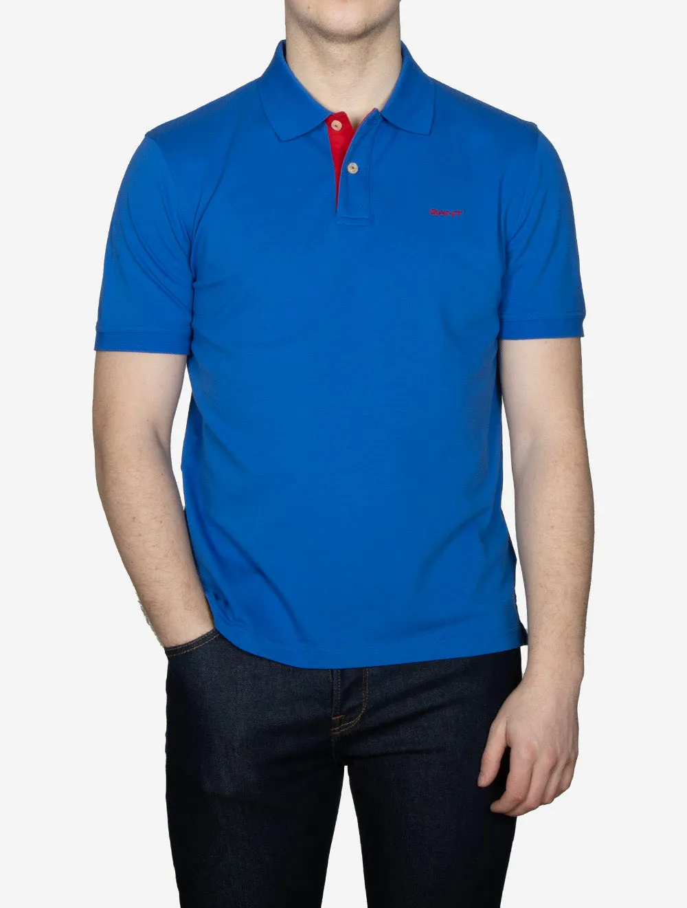 Regular Contrast Pique Short Sleeve Polo Shirt Lapis Blue