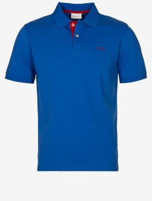 Regular Contrast Pique Short Sleeve Polo Shirt Lapis Blue
