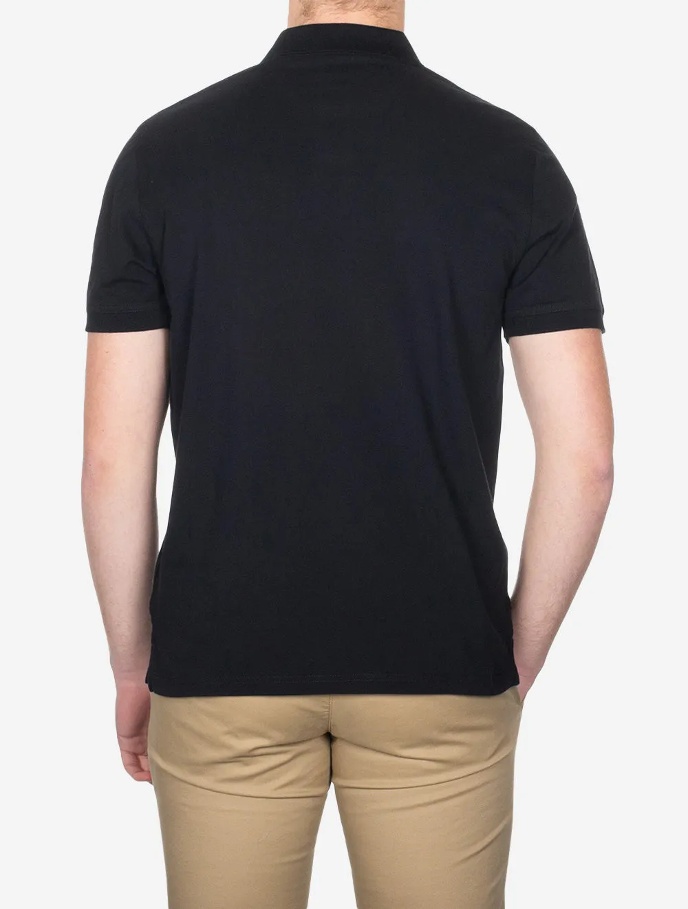 Regular Contrast Pique Short Sleeve Rugger Black