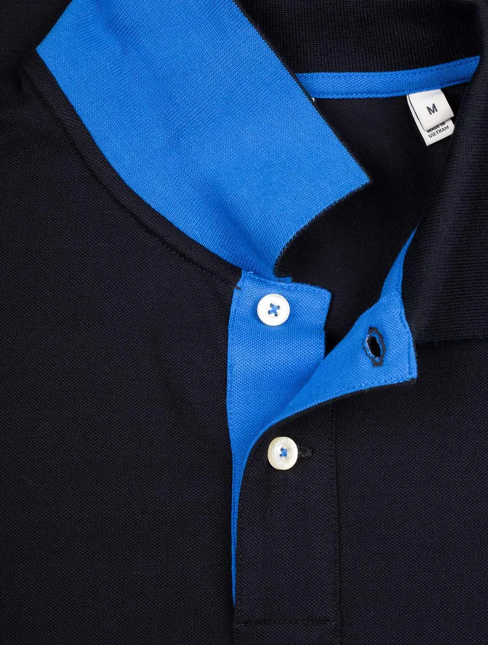 Regular Contrast Pique Short Sleeve Rugger Black