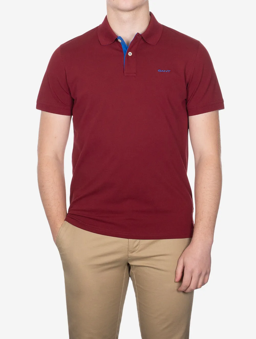 Regular Contrast Pique Short Sleeve Rugger Plumped Red