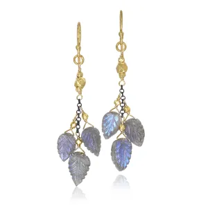 Robindira Unsworth Labradorite Leaf Dangle Drop Earrings