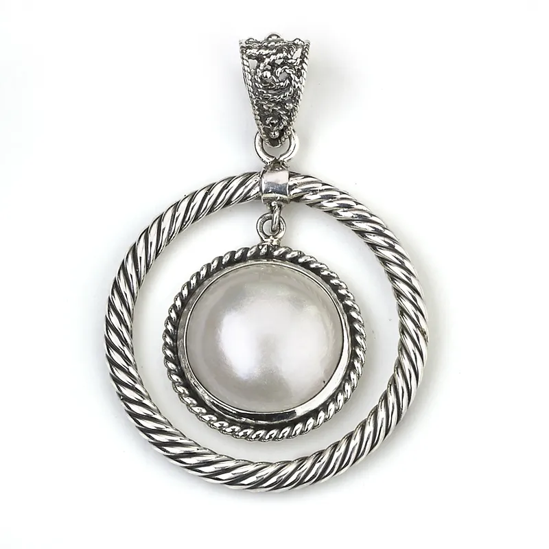 Samuel B. Sterling Silver Mabe Pearl Pendant (100564) Samuel B Jewelry