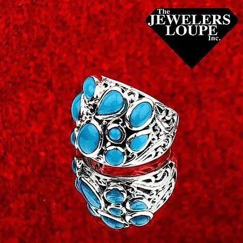 Samuel B. Sterling Silver Multi-Shape Sleeping Beauty Turquoise Ring, Size 7 (91665) Samuel B Jewelry