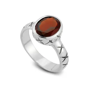 Samuel B. Sterling Silver Oval Shape Garnet Ring, Size 7 (96949) Samuel B Jewelry