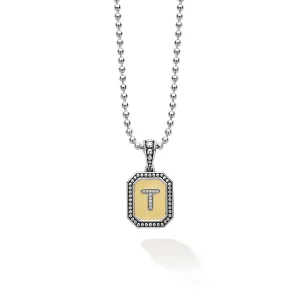 Signature Caviar Jewelry Signature Caviar Octagon Diamond T Initial Charm Necklace