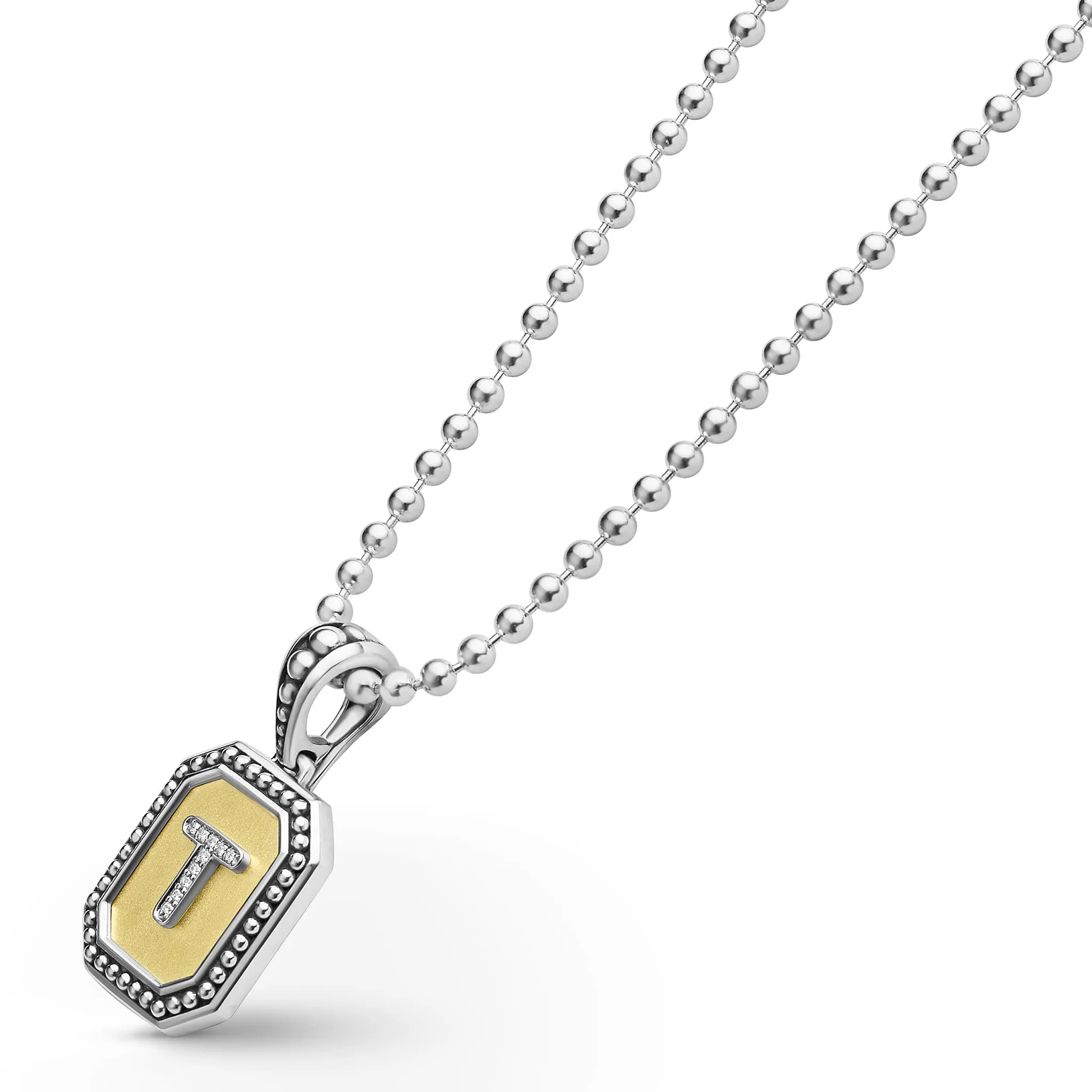 Signature Caviar Jewelry Signature Caviar Octagon Diamond T Initial Charm Necklace