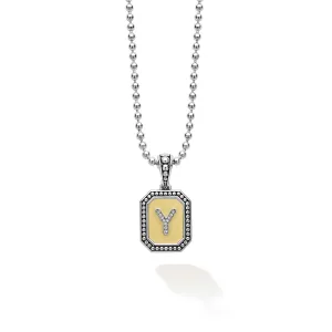 Signature Caviar Jewelry Signature Caviar Octagon Diamond Y Initial Charm Necklace