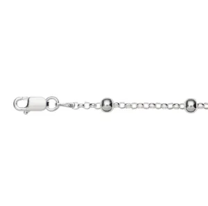 Silver & Stainless Essentials Jewellery Anklet - Fancy Belcher Link with Bead Details Anklet - 2 colours