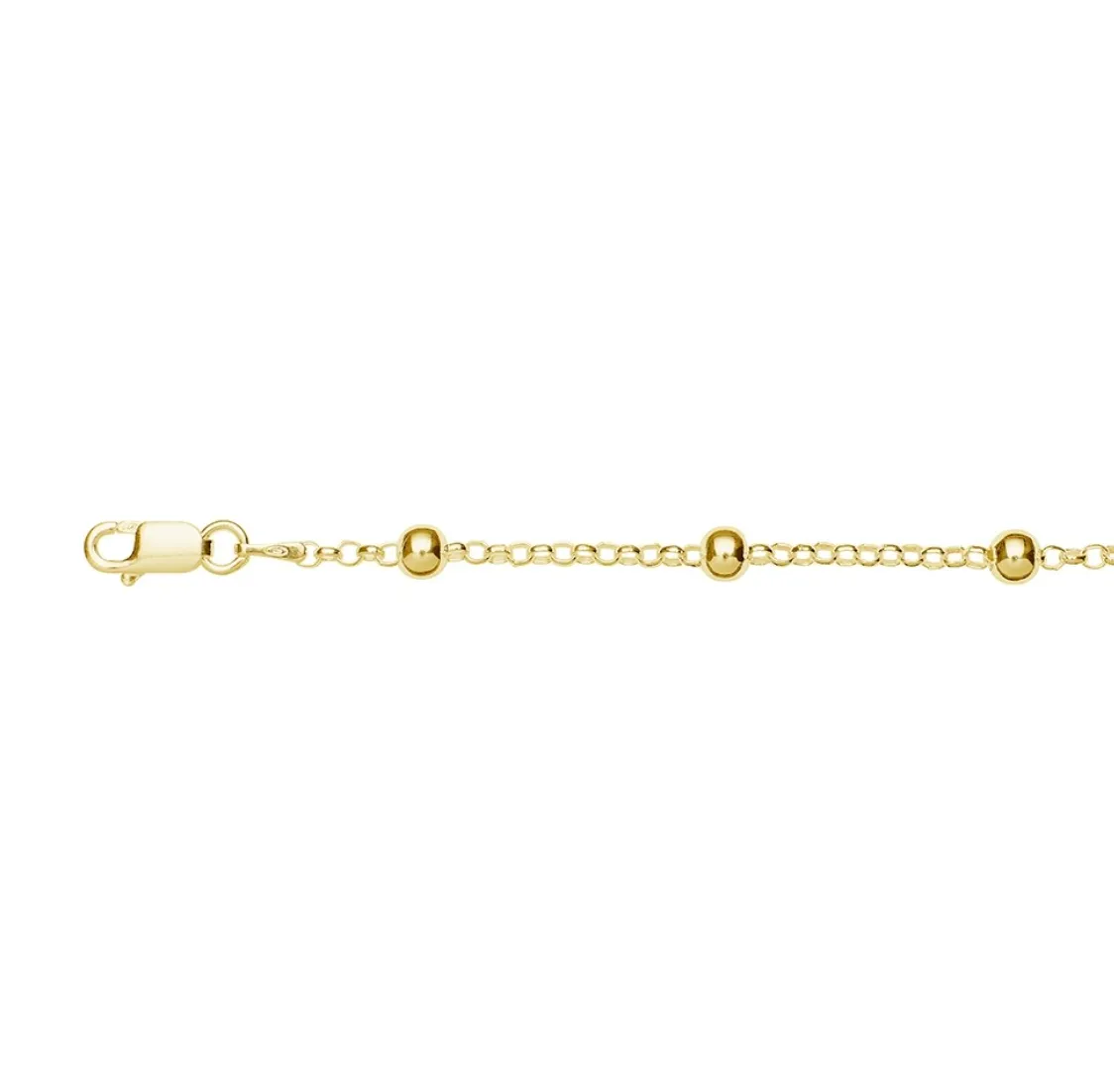 Silver & Stainless Essentials Jewellery Anklet - Fancy Belcher Link with Bead Details Anklet - 2 colours