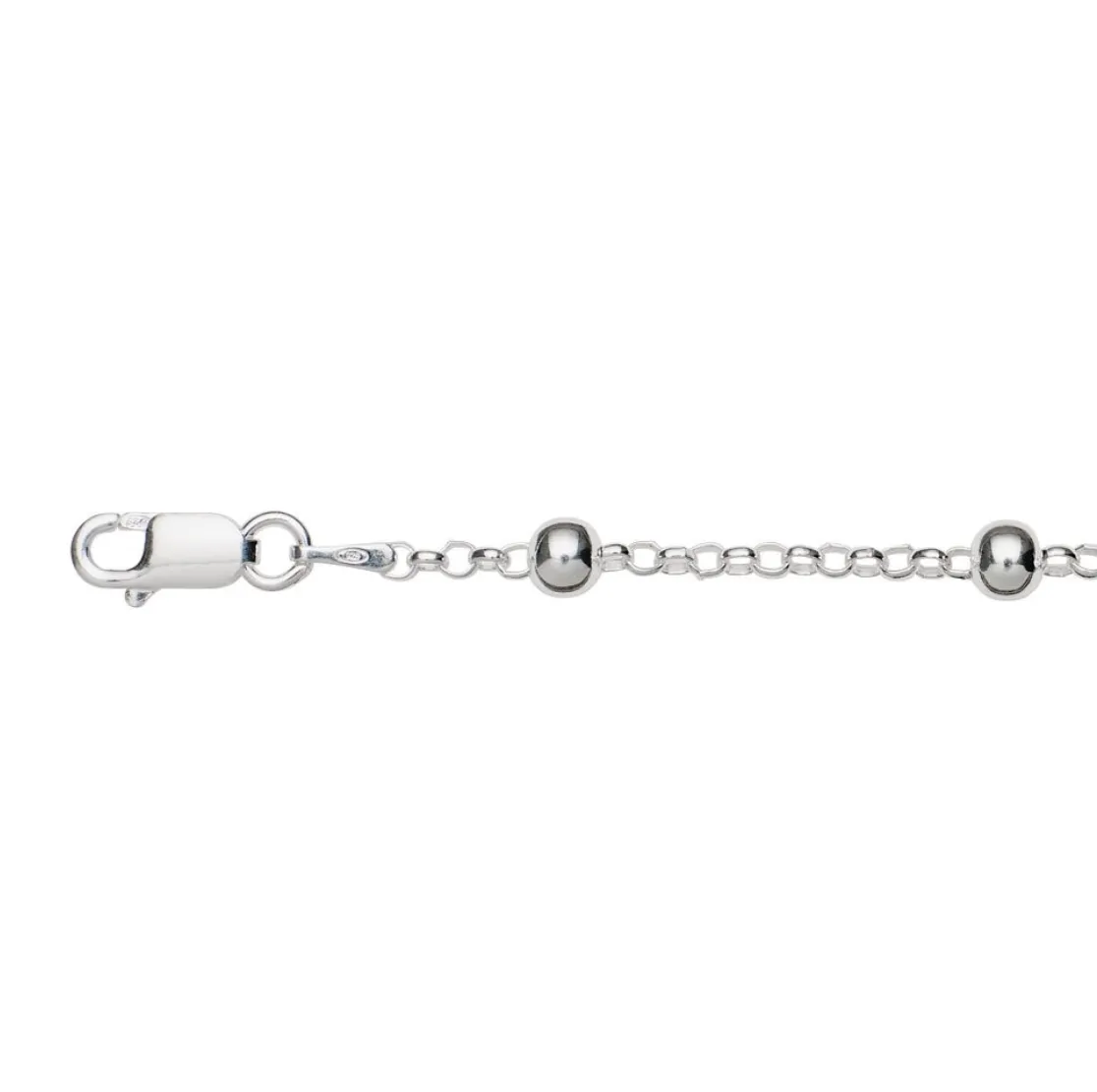 Silver & Stainless Essentials Jewellery Anklet - Fancy Belcher Link with Bead Details Anklet - 2 colours
