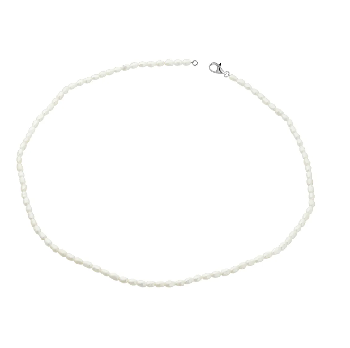 Silver & Stainless Essentials Jewellery Anklet - Freshwater Petite Rice Pearl with Clasp Anklet - 2 colours