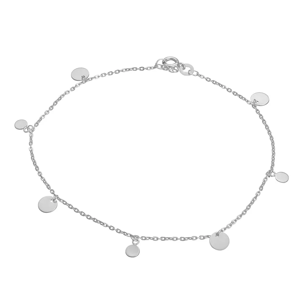 Silver & Stainless Essentials Jewellery Anklet - Multi Disc Charms