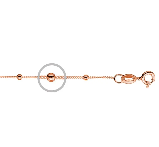 Silver & Stainless Essentials Jewellery Chain -  0.5mm RGP Satellite Chain with 1mm Beads